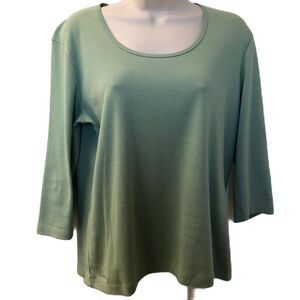 Vintage 90s Lauren Ralph Lauren Women's Sage Green Knit Scoop Neck Top P/L
